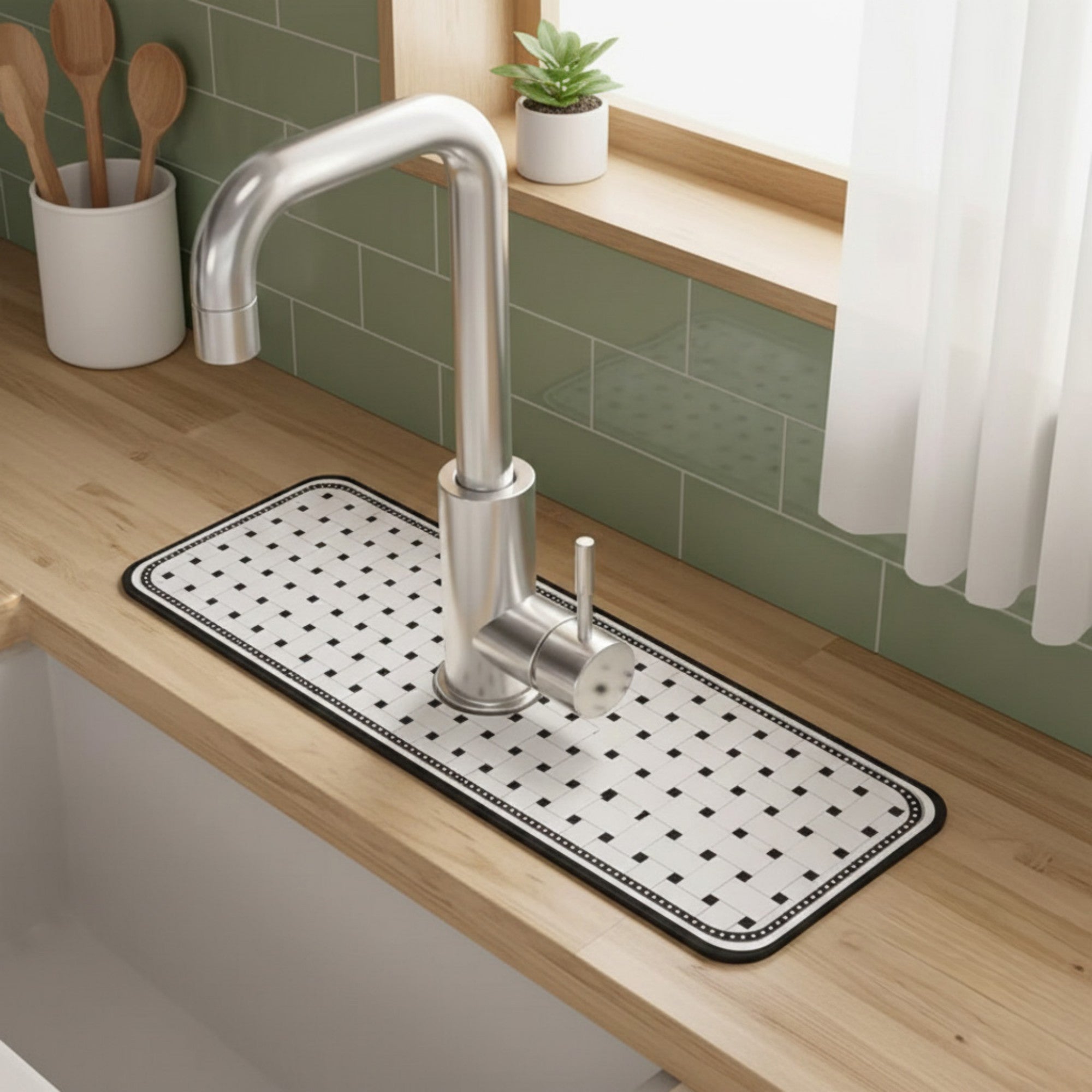 Anna-Kaci Floral Faucet Mat Sink Splash Guard for Kitchen and Bathroom 4 Pack