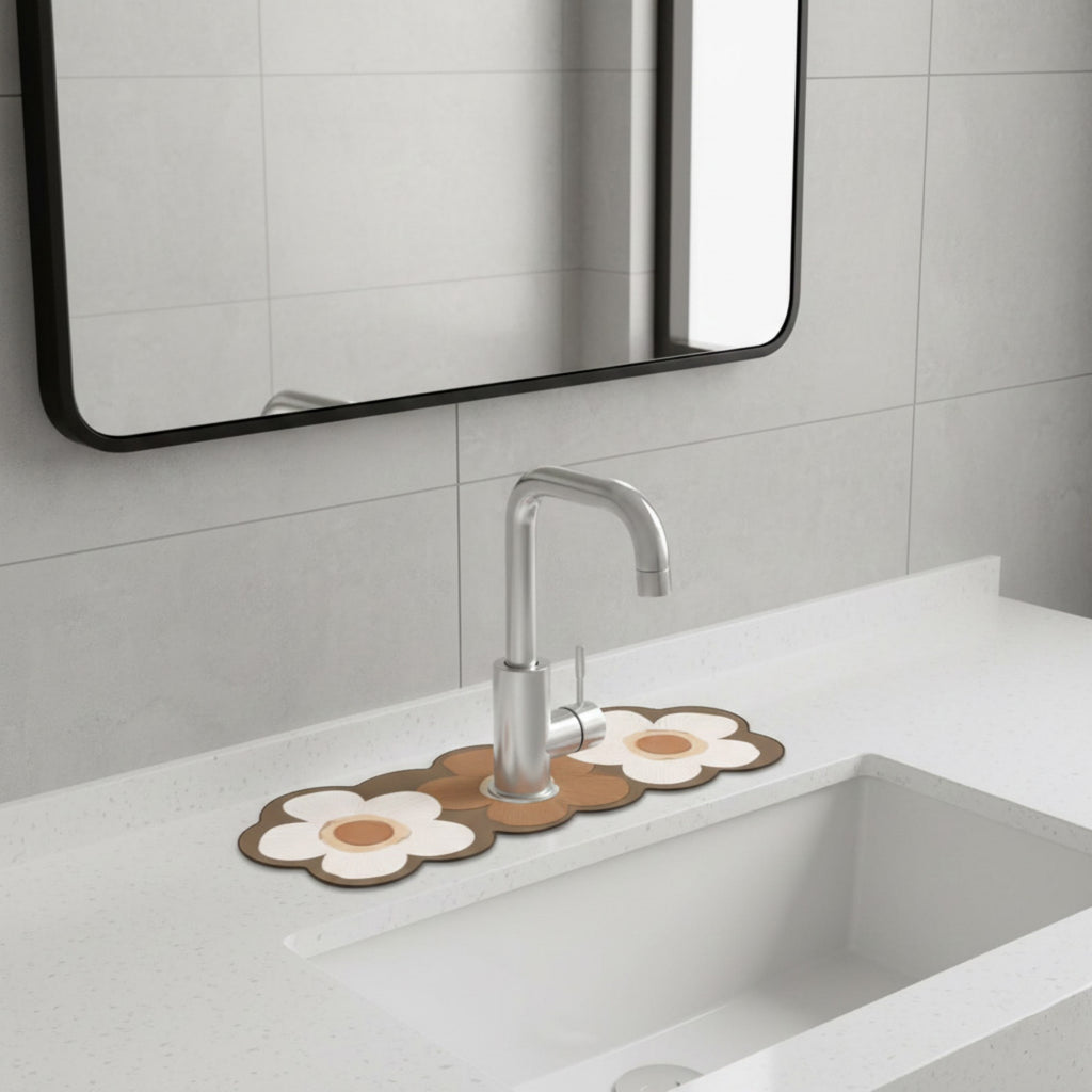 Anna-Kaci Floral Faucet Mat Sink Splash Guard for Kitchen and Bathroom 4 Pack