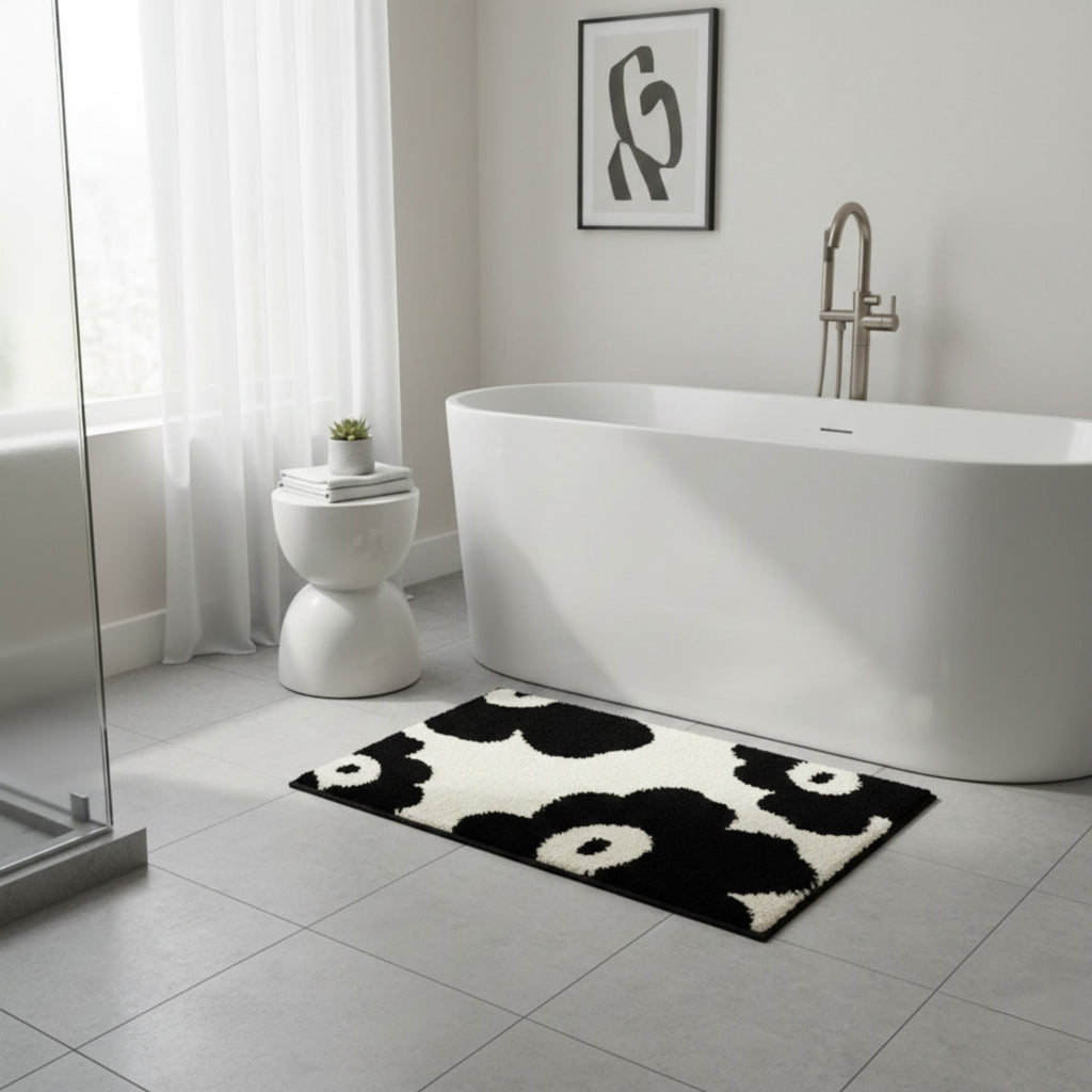 Anna-Kaci Abstract Floral Pattern Tufted Bath Mat Soft Bathroom Floor Rug