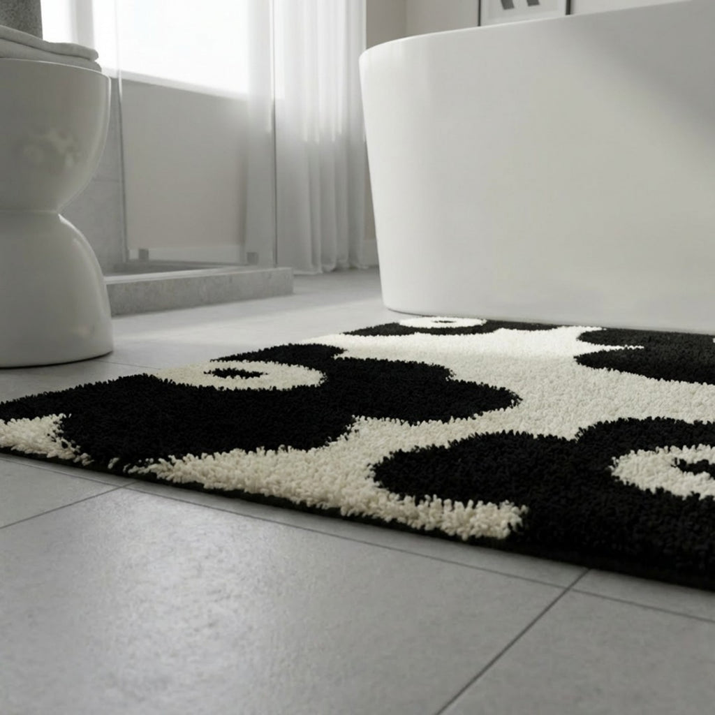 Anna-Kaci Abstract Floral Pattern Tufted Bath Mat Soft Bathroom Floor Rug