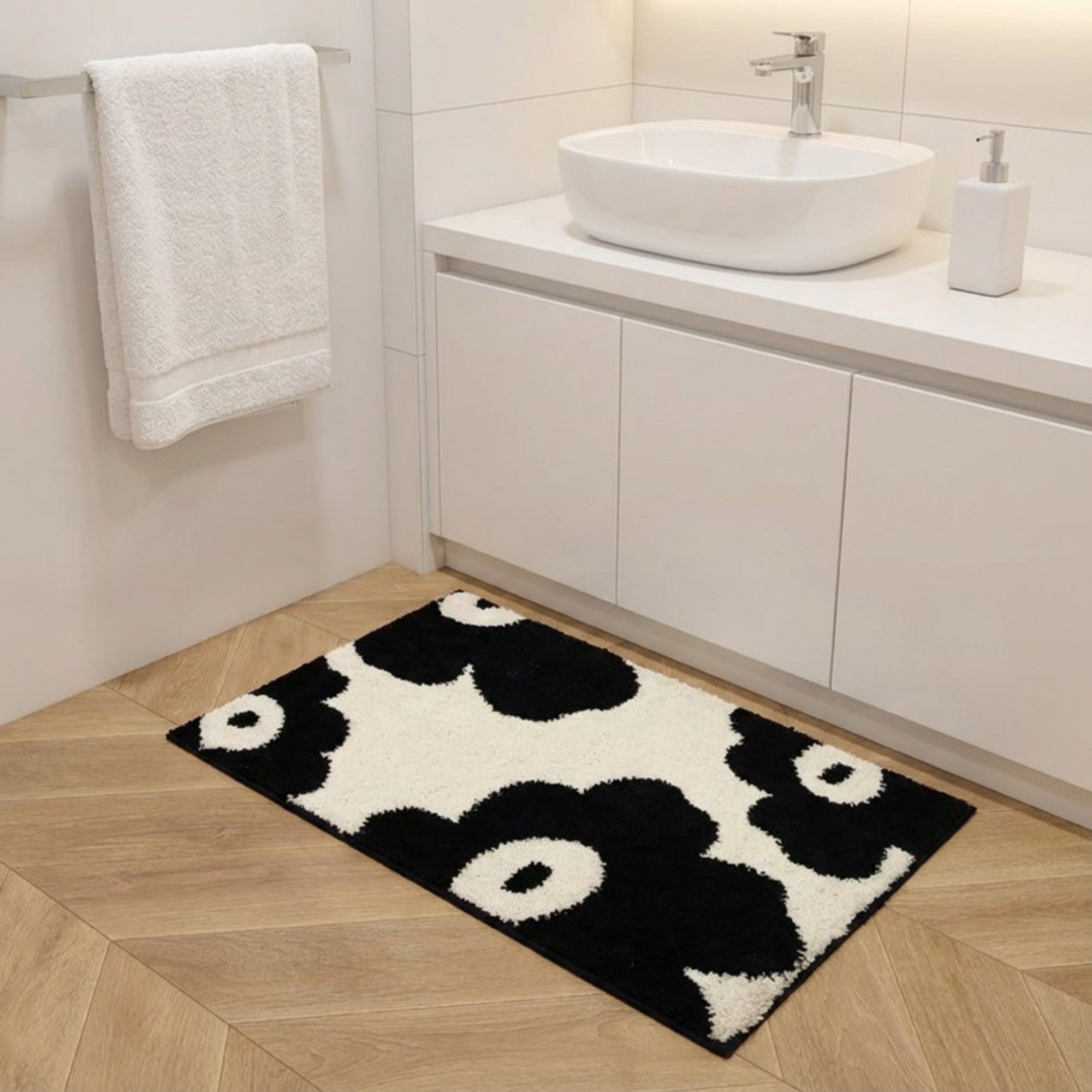 Anna-Kaci Abstract Floral Pattern Tufted Bath Mat Soft Bathroom Floor Rug