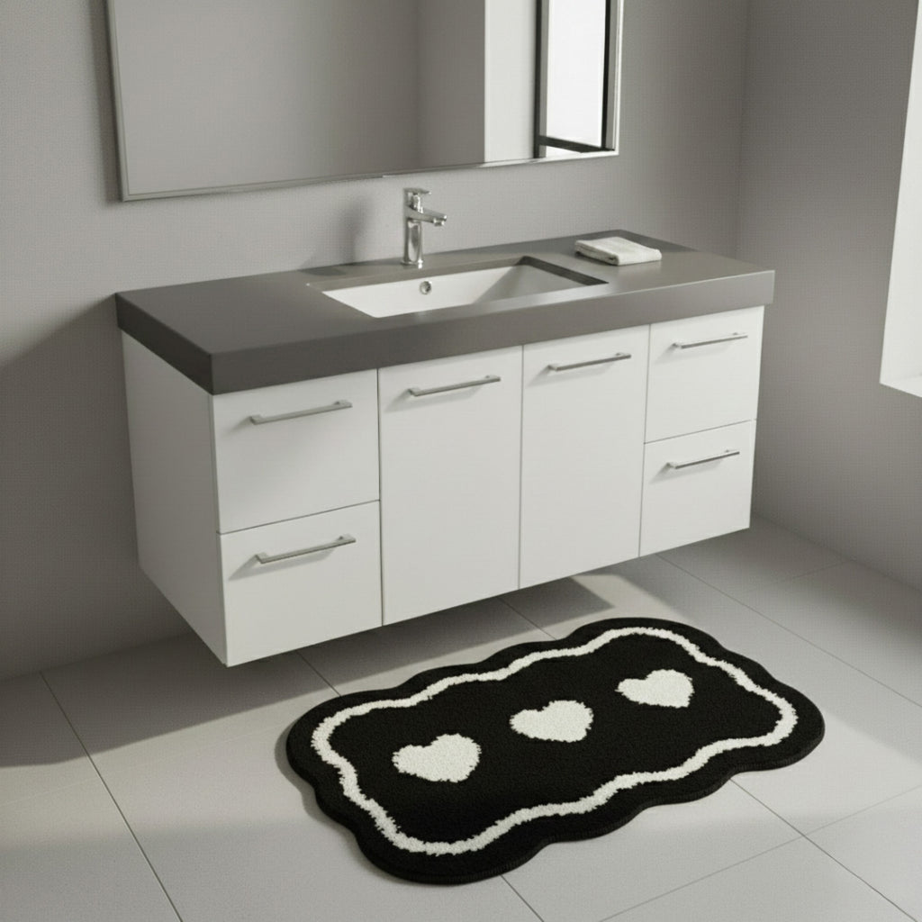 Anna-Kaci Abstract Floral Pattern Tufted Bath Mat Soft Bathroom Floor Rug