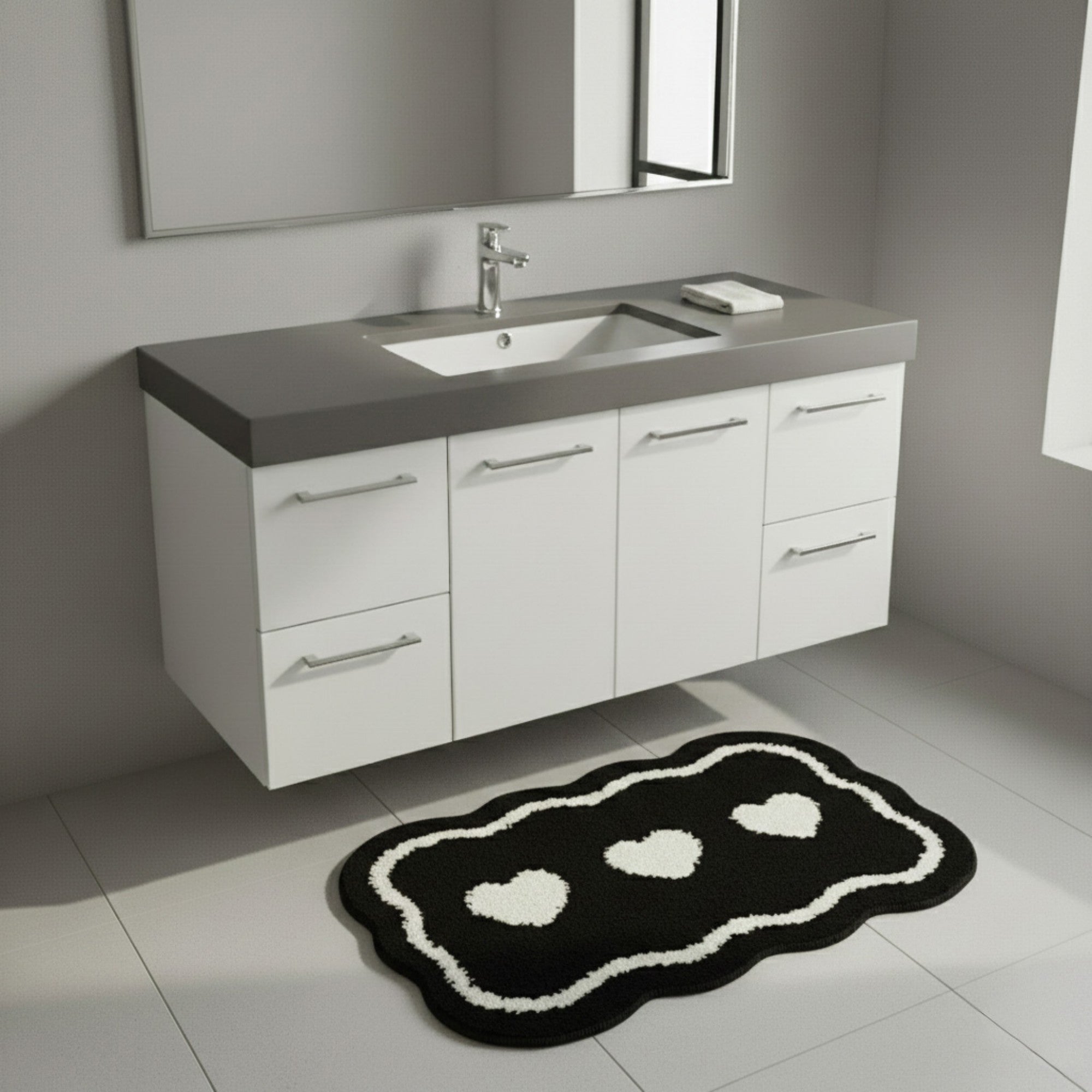 Anna-Kaci Abstract Floral Pattern Tufted Bath Mat Soft Bathroom Floor Rug