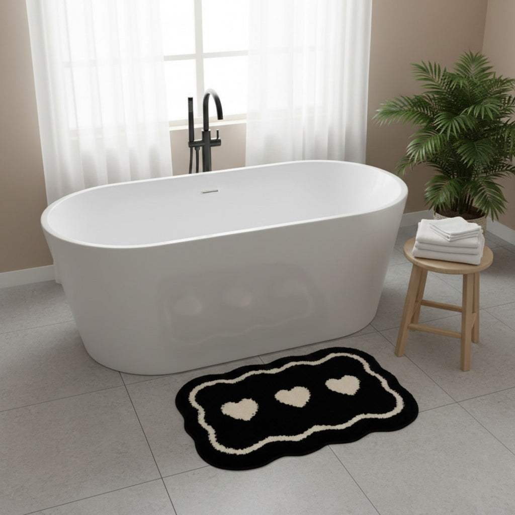 Anna-Kaci Abstract Floral Pattern Tufted Bath Mat Soft Bathroom Floor Rug