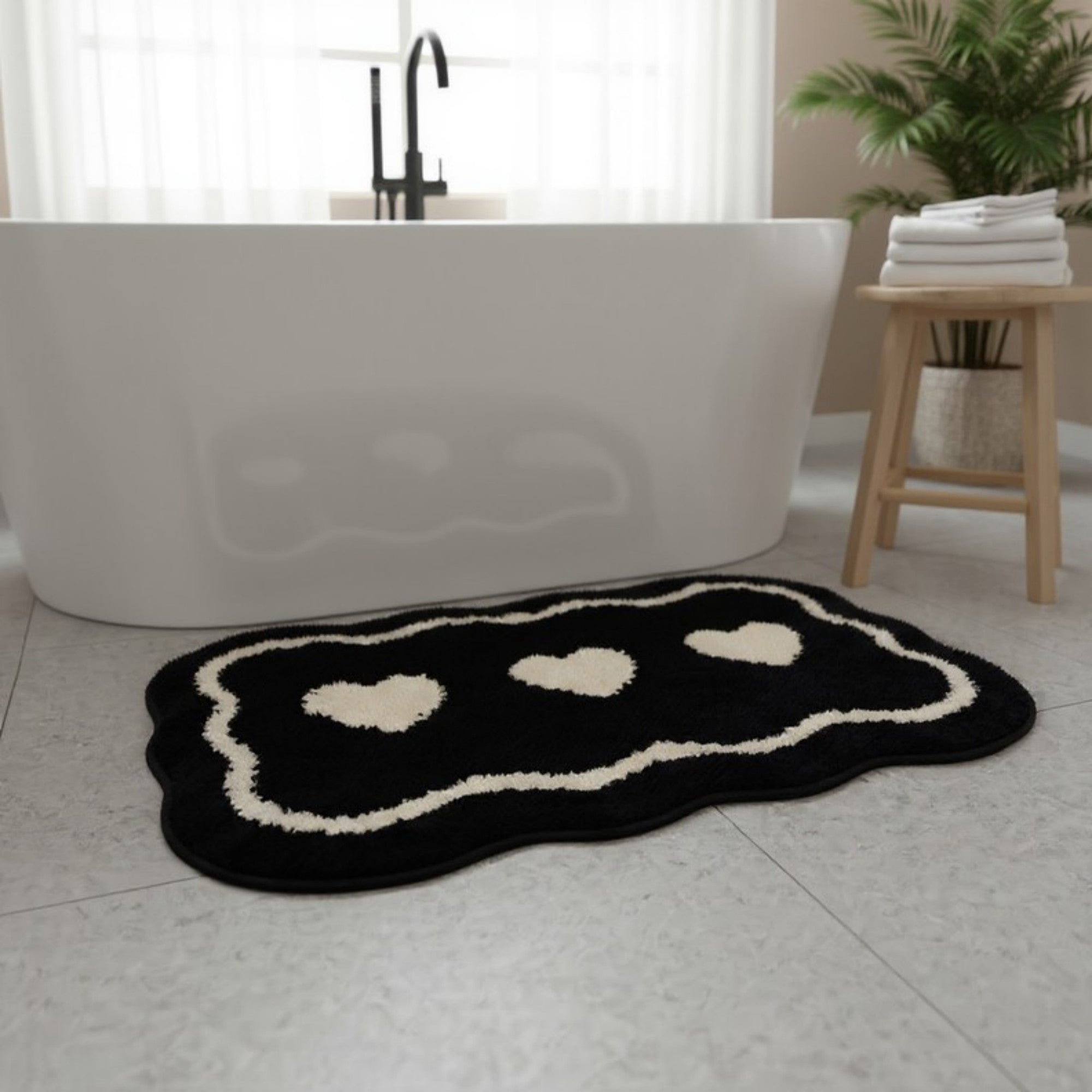 Anna-Kaci Abstract Floral Pattern Tufted Bath Mat Soft Bathroom Floor Rug