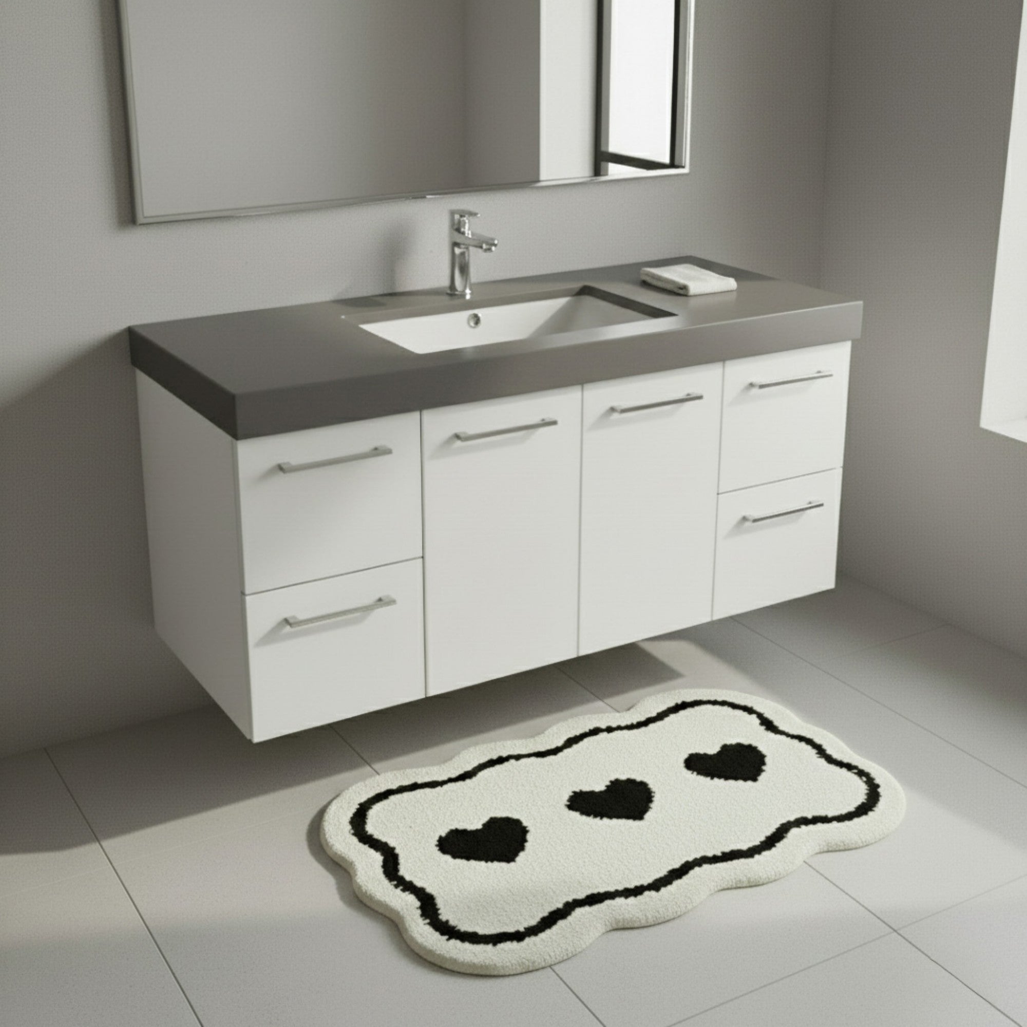 Anna-Kaci Abstract Floral Pattern Tufted Bath Mat Soft Bathroom Floor Rug