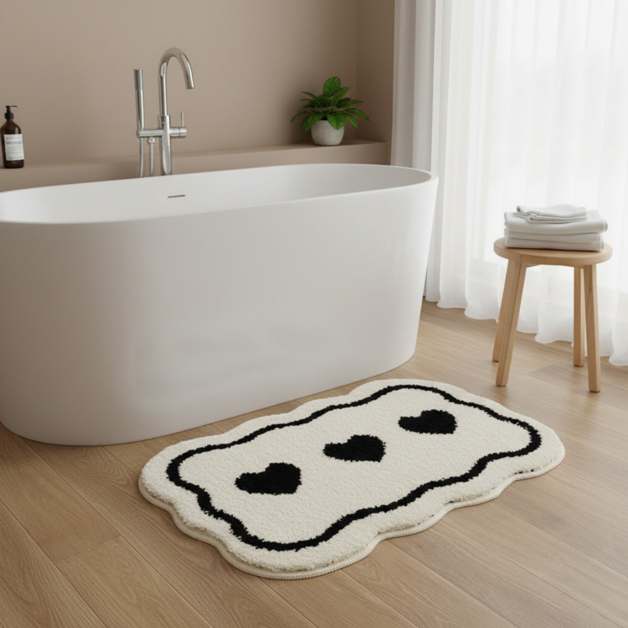 Anna-Kaci Abstract Floral Pattern Tufted Bath Mat Soft Bathroom Floor Rug