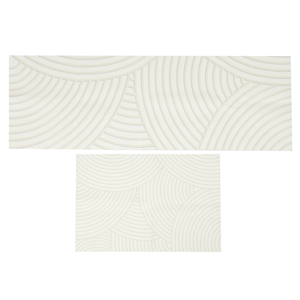 Neutral Arc Pattern Kitchen Runner and Mat Set Non Slip Textured Floor Mats 2 Pack