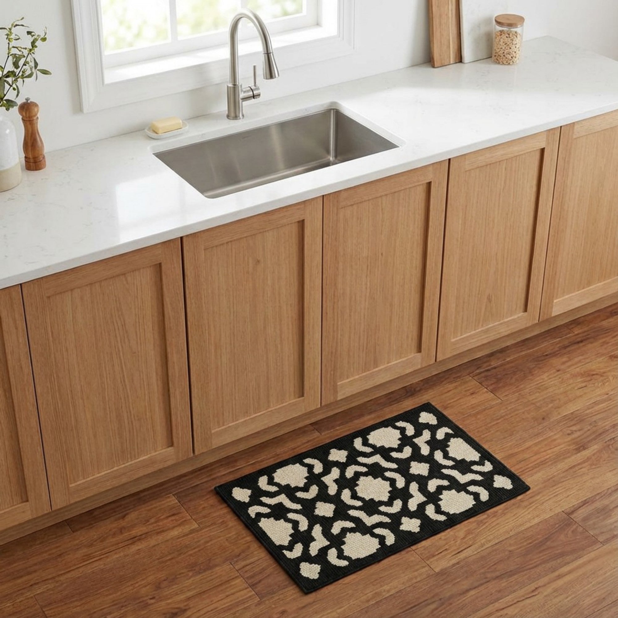 Anna-Kaci Geometric Kitchen Runner and Mat Non Slip Woven Floor Mats