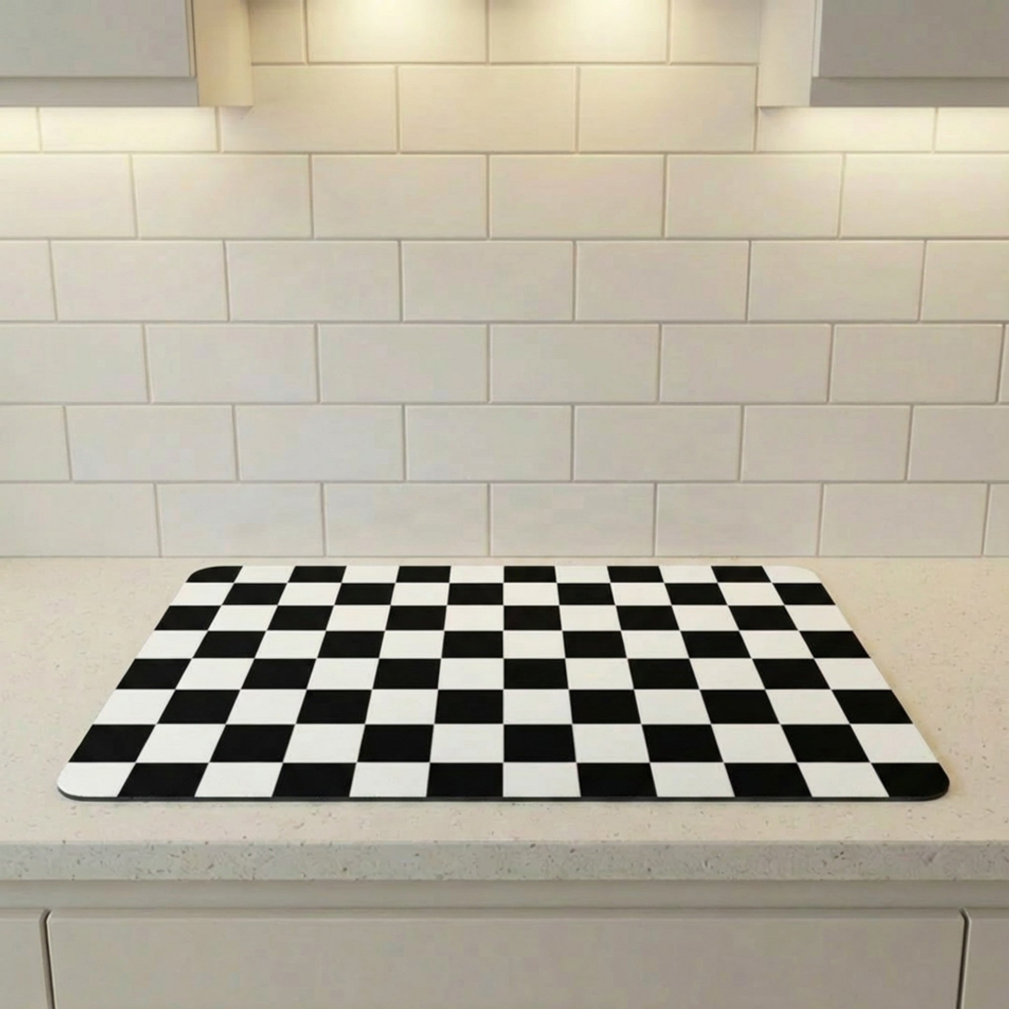 Anna-Kaci Checkered Kitchen Sink Faucet Splash Guard Mat Absorbent Countertop Protector 2 Pack Set