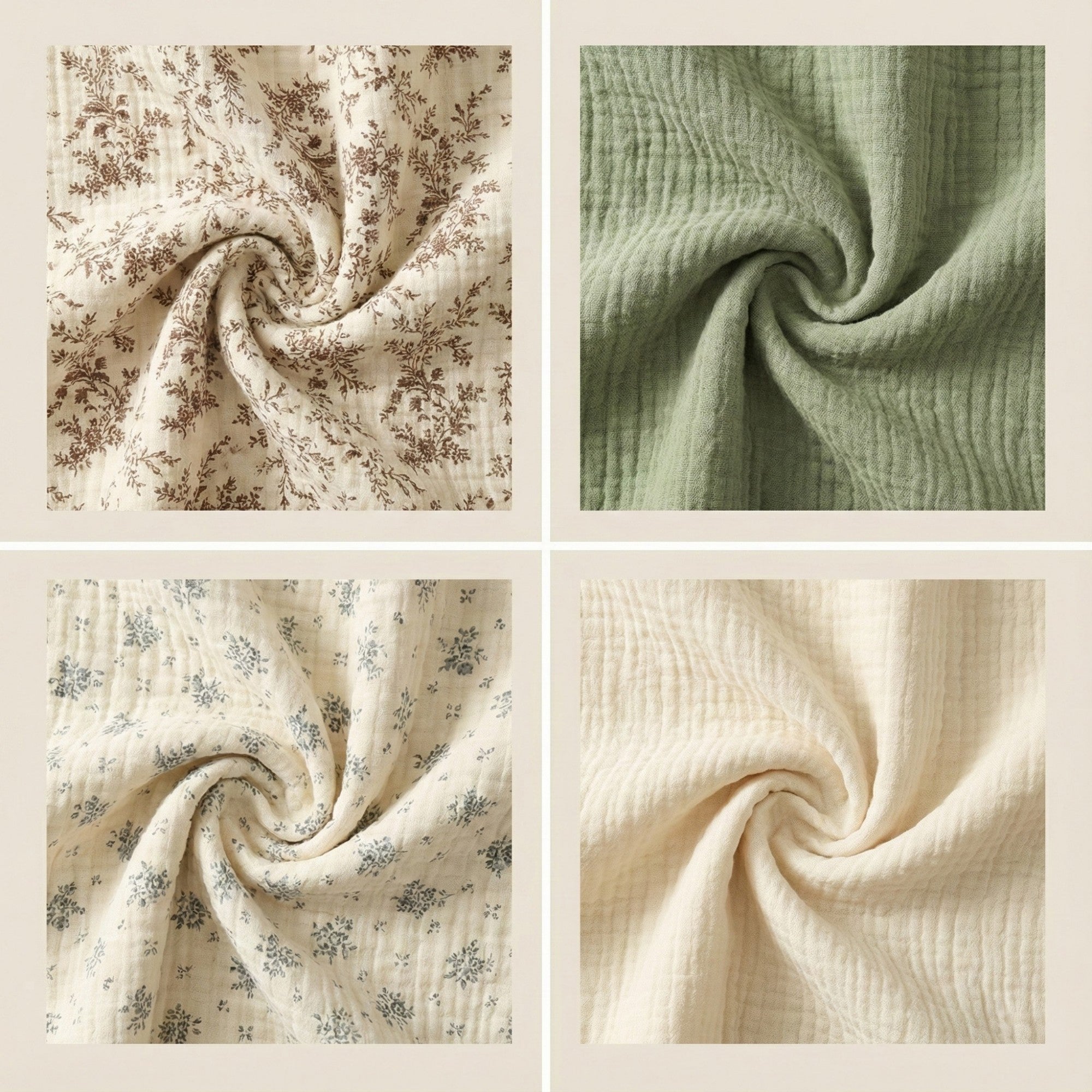 Anna-Kaci Soft Cotton Textured Kitchen Cleaning Cloths Hanging Dish Towels Floral and Solid Mix 4 Pack