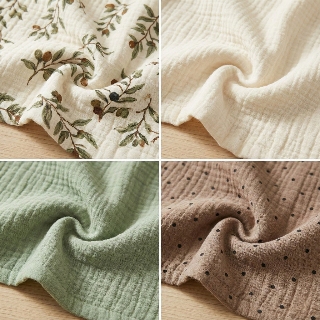 Anna-Kaci Soft Cotton Textured Kitchen Cleaning Cloths Hanging Dish Towels Floral and Solid Mix 4 Pack