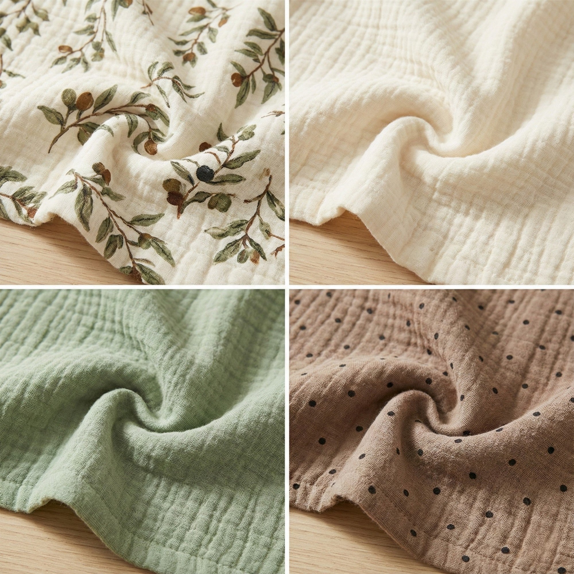 Anna-Kaci Soft Cotton Textured Kitchen Cleaning Cloths Hanging Dish Towels Floral and Solid Mix 4 Pack
