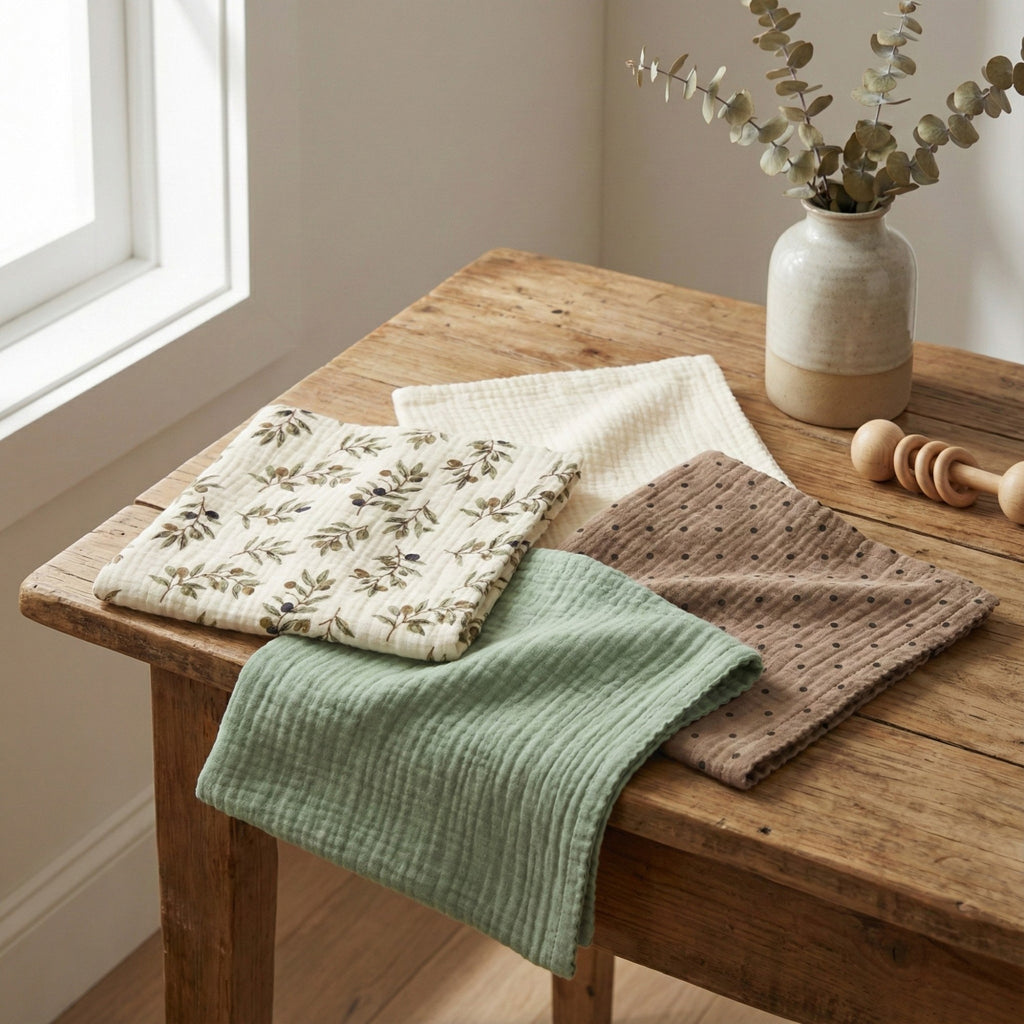 Anna-Kaci Soft Cotton Textured Kitchen Cleaning Cloths Hanging Dish Towels Floral and Solid Mix 4 Pack