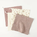 Anna-Kaci Soft Cotton Textured Kitchen Cleaning Cloths Hanging Dish Towels Floral and Solid Mix 4 Pack