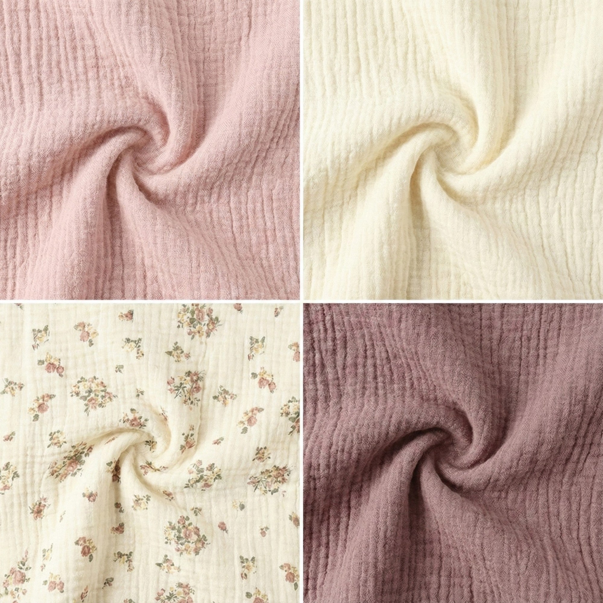 Anna-Kaci Soft Cotton Textured Kitchen Cleaning Cloths Hanging Dish Towels Floral and Solid Mix 4 Pack