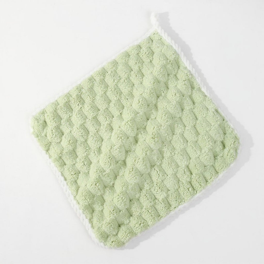 Anna-Kaci Soft Absorbent Hanging Hand Towels Textured Teardrop Shape Reusable Cleaning Cloth with Loop 6 Pack