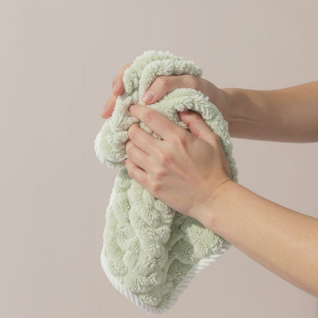 Anna-Kaci Soft Absorbent Hanging Hand Towels Textured Teardrop Shape Reusable Cleaning Cloth with Loop 6 Pack