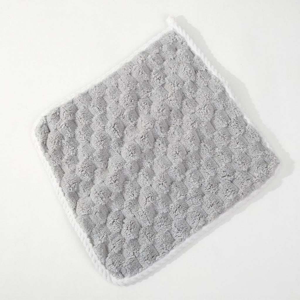 Anna-Kaci Soft Absorbent Hanging Hand Towels Textured Teardrop Shape Reusable Cleaning Cloth with Loop 6 Pack