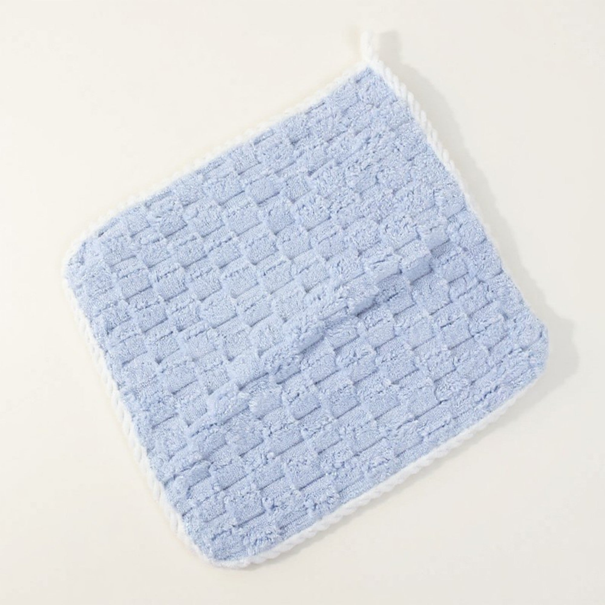 Anna-Kaci Soft Absorbent Hanging Hand Towels Textured Teardrop Shape Reusable Cleaning Cloth with Loop 6 Pack