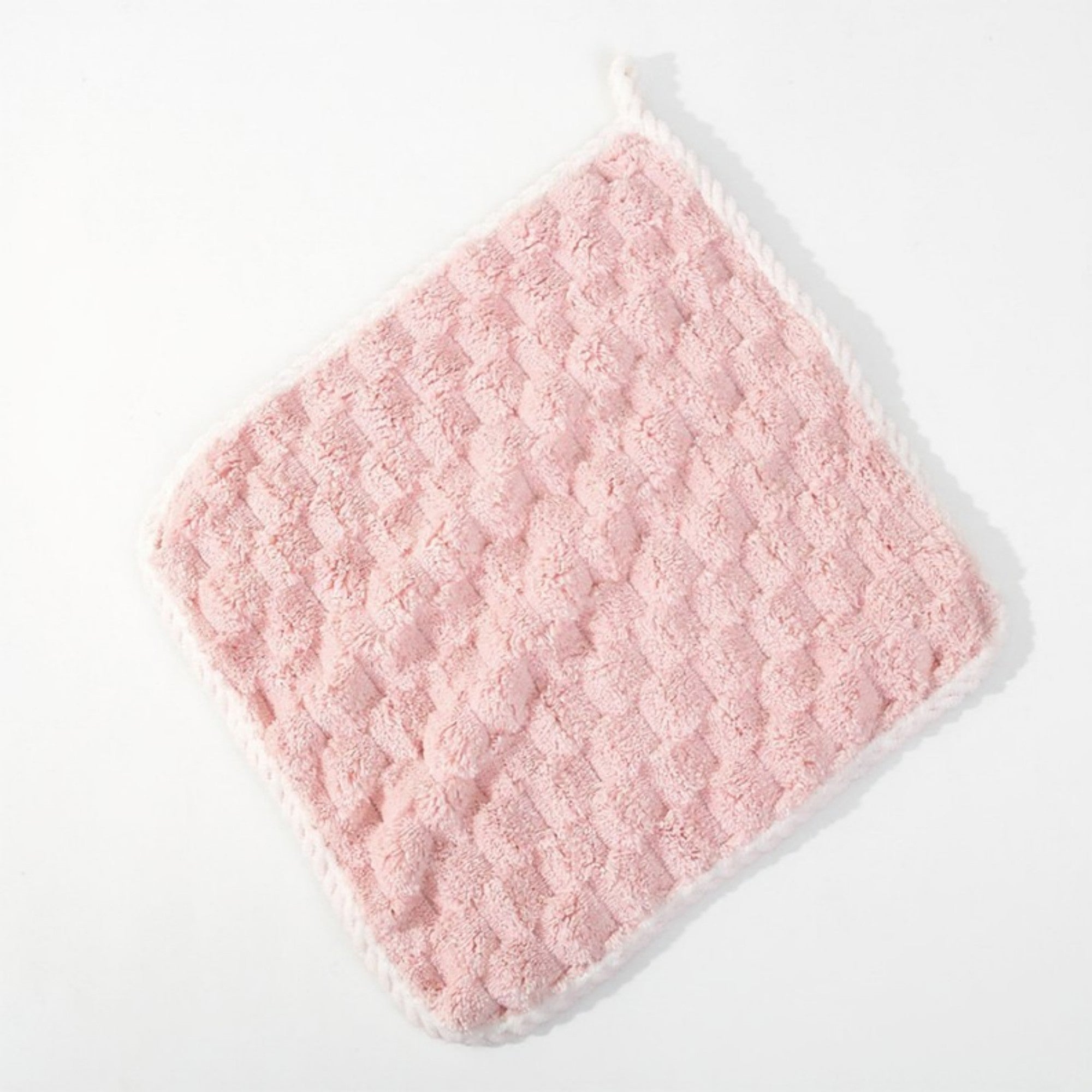 Anna-Kaci Soft Absorbent Hanging Hand Towels Textured Teardrop Shape Reusable Cleaning Cloth with Loop 6 Pack