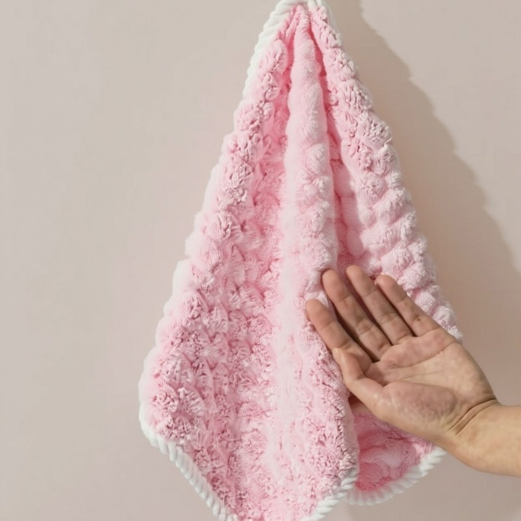 Anna-Kaci Soft Absorbent Hanging Hand Towels Textured Teardrop Shape Reusable Cleaning Cloth with Loop 6 Pack