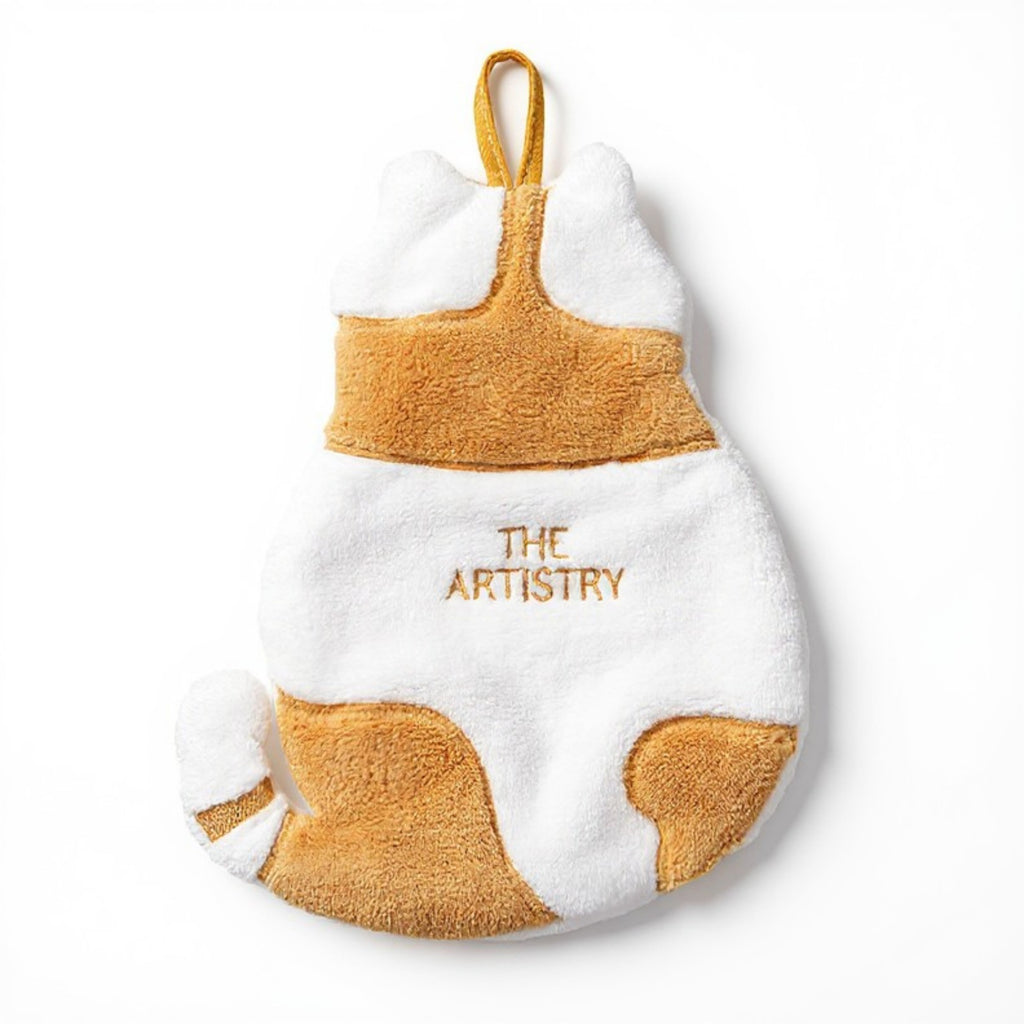 Anna-Kaci Soft Absorbent Hanging Hand Towel with Cat Shape Reusable Cleaning Cloth