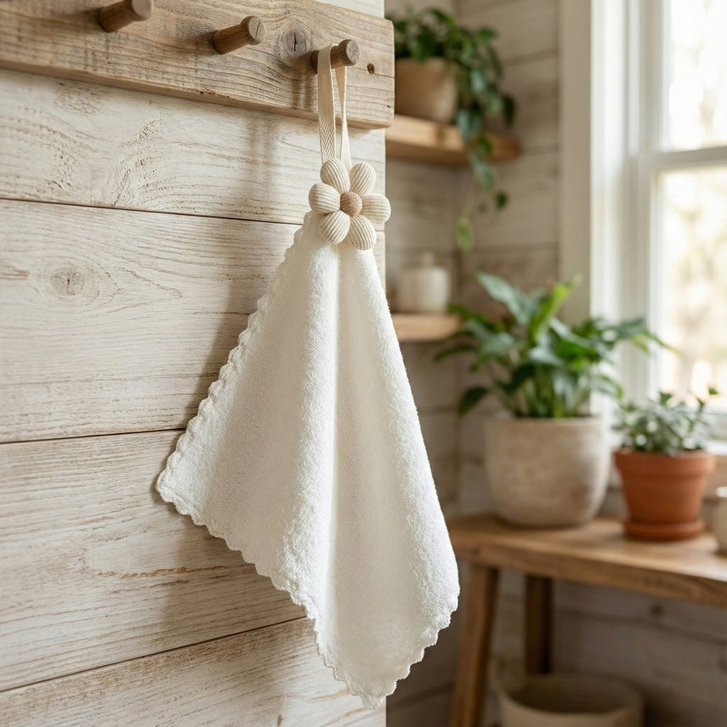Anna-Kaci Soft Absorbent Hanging Washcloths 3 Pack Reusable Textured Cleaning Cloths