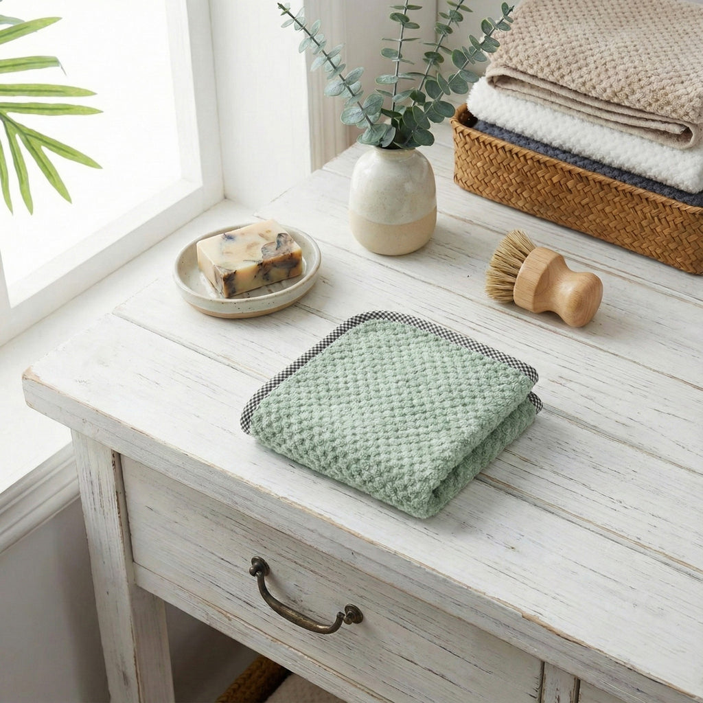 Anna-Kaci Textured Cleaning Dishcloths 6 Pack Reusable Absorbent Hanging Loop Design