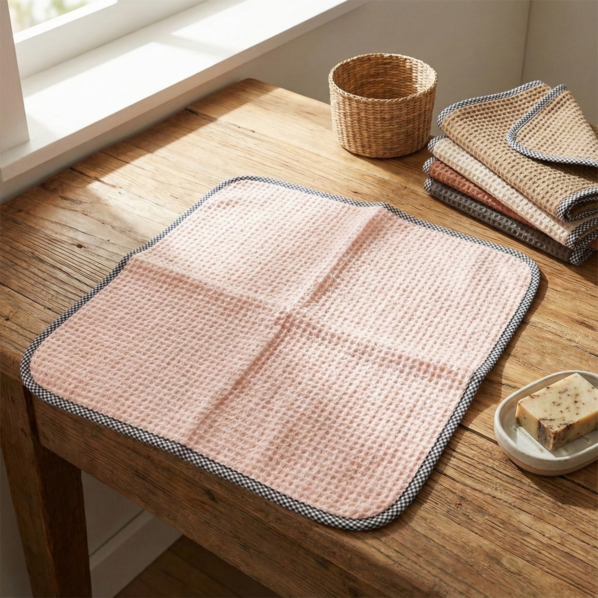 Anna-Kaci Textured Cleaning Dishcloths 6 Pack Reusable Absorbent Hanging Loop Design