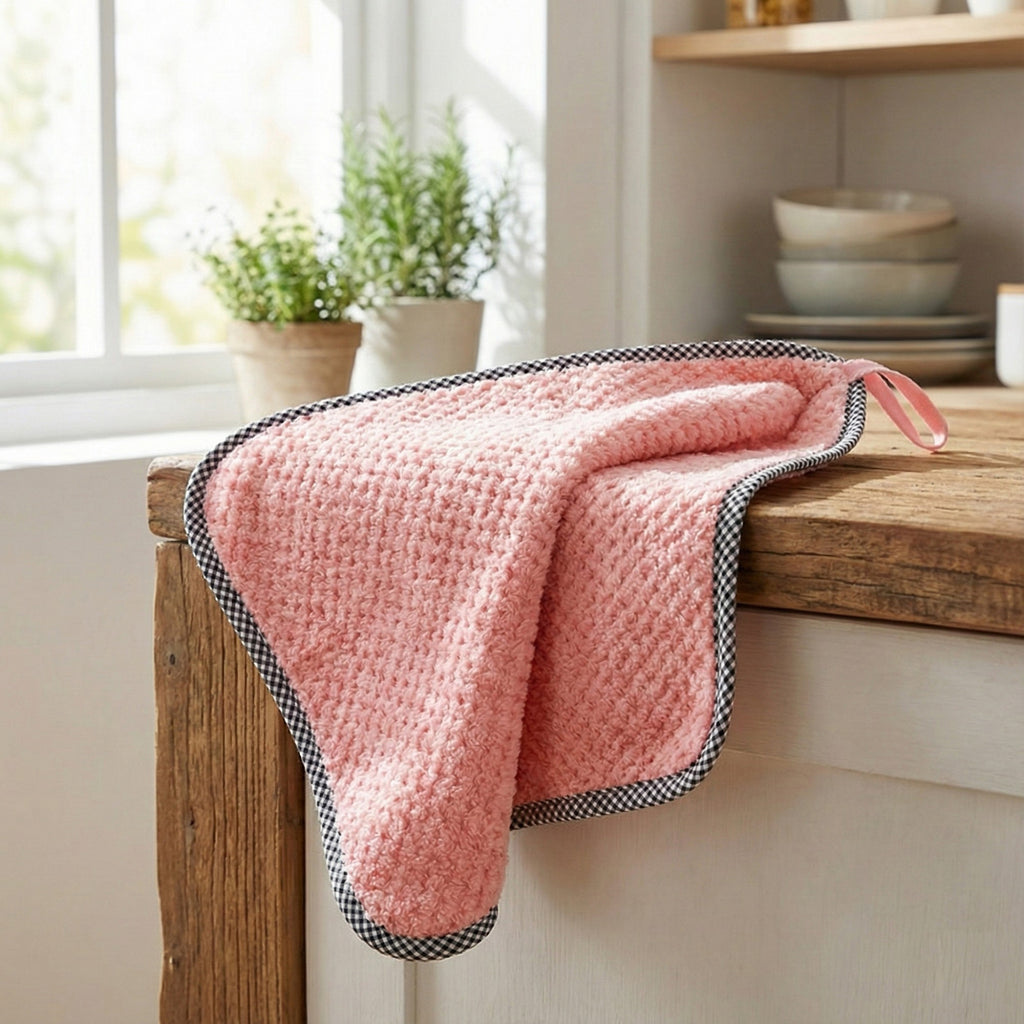 Anna-Kaci Textured Cleaning Dishcloths 6 Pack Reusable Absorbent Hanging Loop Design