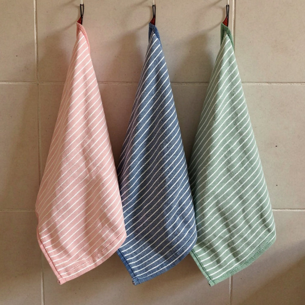 Alilang 3-PC Striped Kitchen Towels Set with Hanging Loop Soft Absorbent Fabric for Everyday Drying and Cleaning