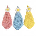 Alilang 3-PC Flower Hanging Microfiber Cleaning Towels Set with Loop Soft Absorbent Scrubber Design for Kitchen and Bathroom Use