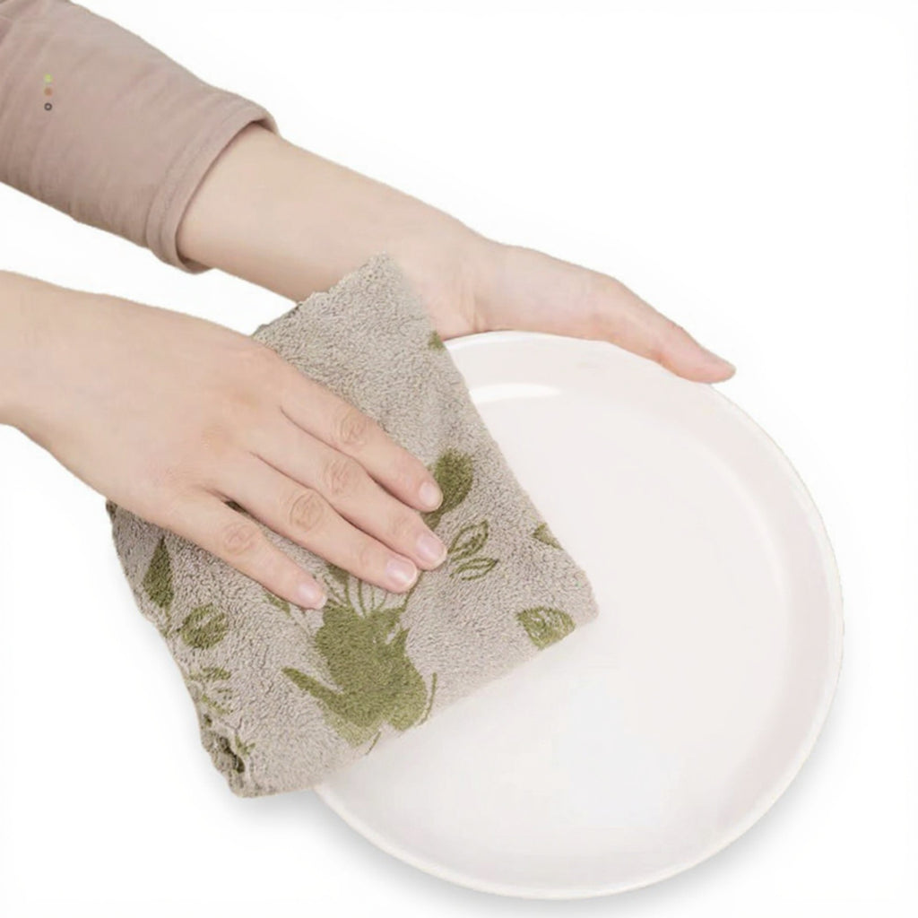 Alilang 4-PC Botanical Pattern Plush Hand Towels Set Soft Absorbent Textured Fabric for Kitchen Bathroom or Guest Use