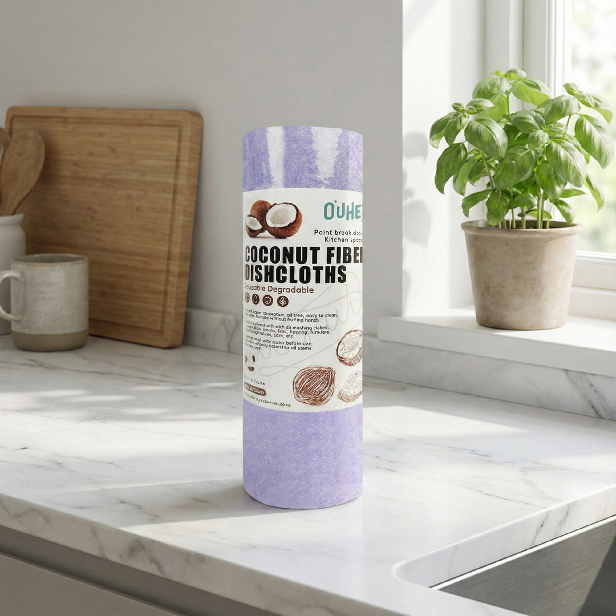 Alilang Coconut Fiber Cleaning Cloths 3 Piece Set Reusable Absorbent Kitchen Dish and Surface Cleaning Cloths