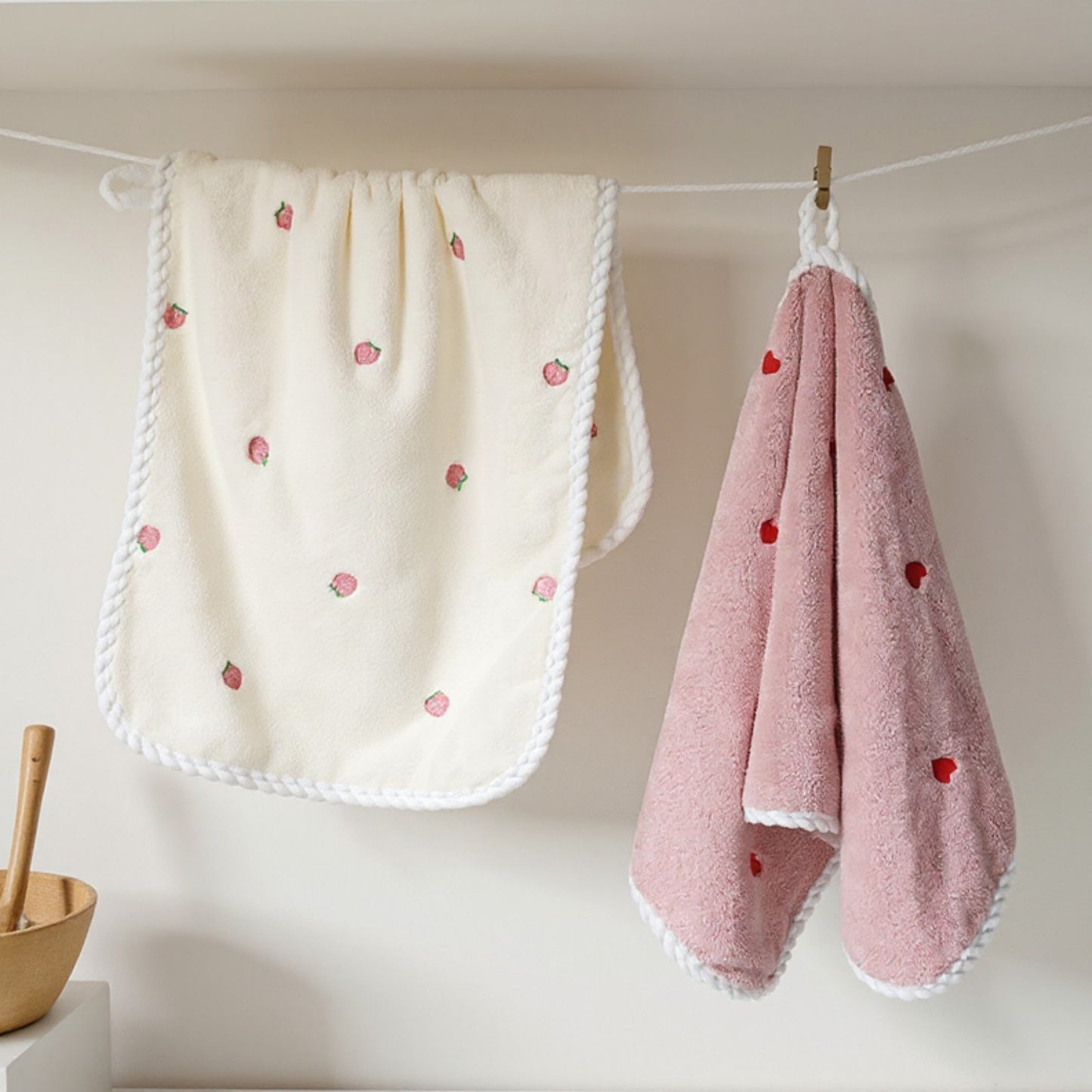 Alilang 2 Pack Hanging Kitchen Hand Towels Soft Absorbent Reusable Dish Drying Towels with Loop