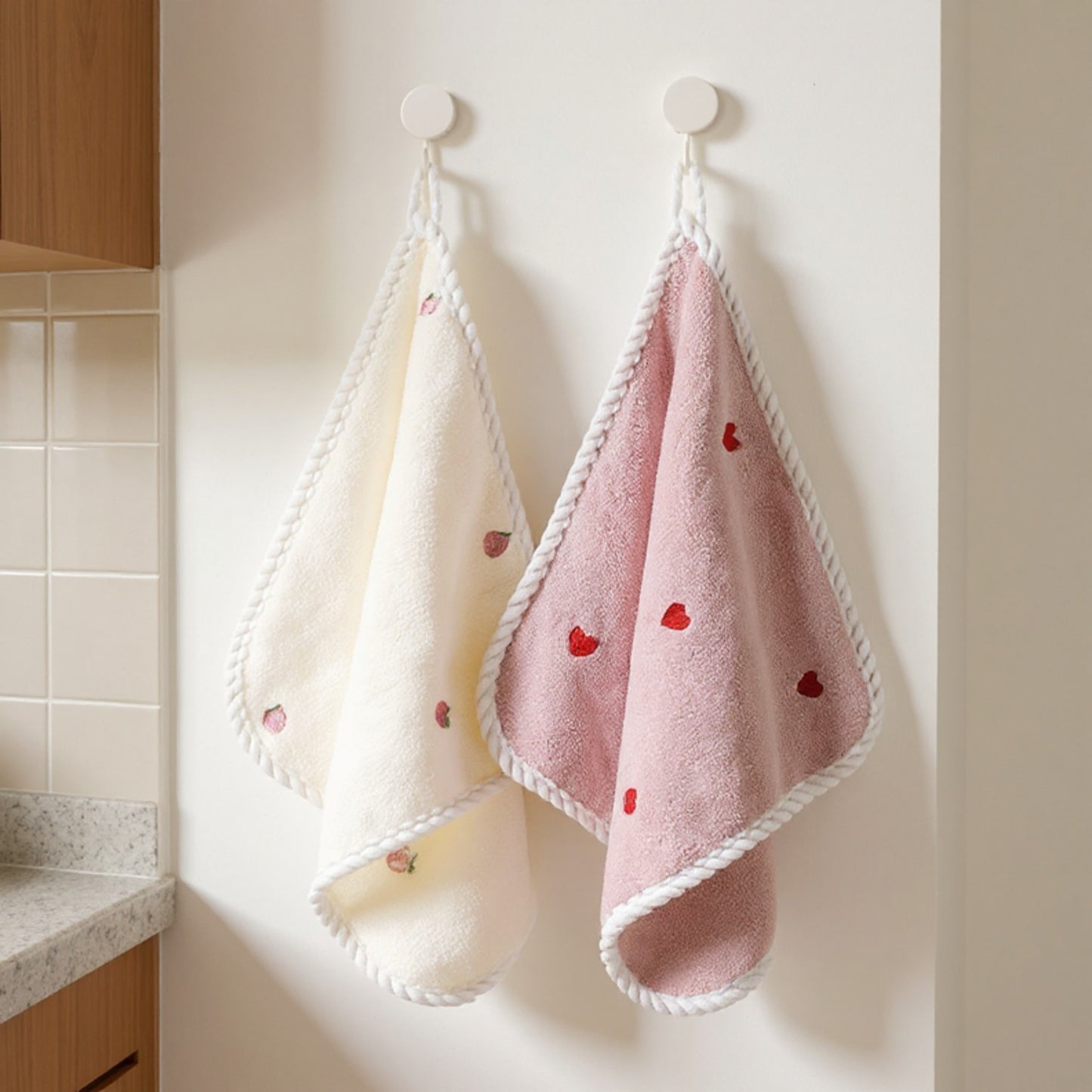 Alilang 2 Pack Hanging Kitchen Hand Towels Soft Absorbent Reusable Dish Drying Towels with Loop