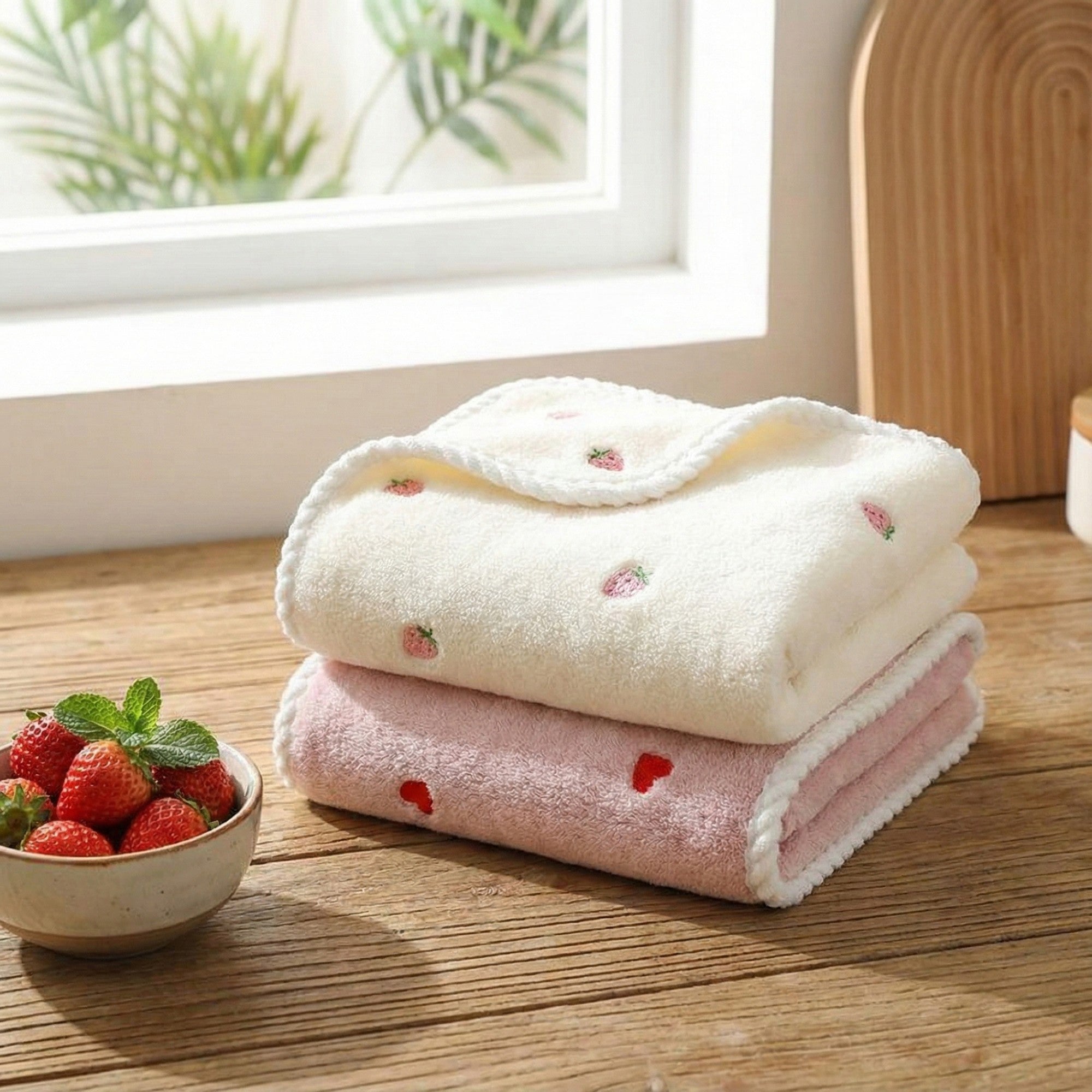 Alilang 2 Pack Hanging Kitchen Hand Towels Soft Absorbent Reusable Dish Drying Towels with Loop