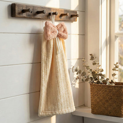 Alilang 3 Pack Hanging Kitchen Hand Towels Soft Absorbent Ribbed Towels with Decorative Bow and Loop