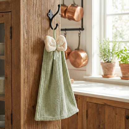 Alilang 3 Pack Hanging Kitchen Hand Towels Soft Absorbent Ribbed Towels with Decorative Bow and Loop