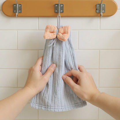 Alilang 3 Pack Hanging Kitchen Hand Towels Soft Absorbent Ribbed Towels with Decorative Bow and Loop
