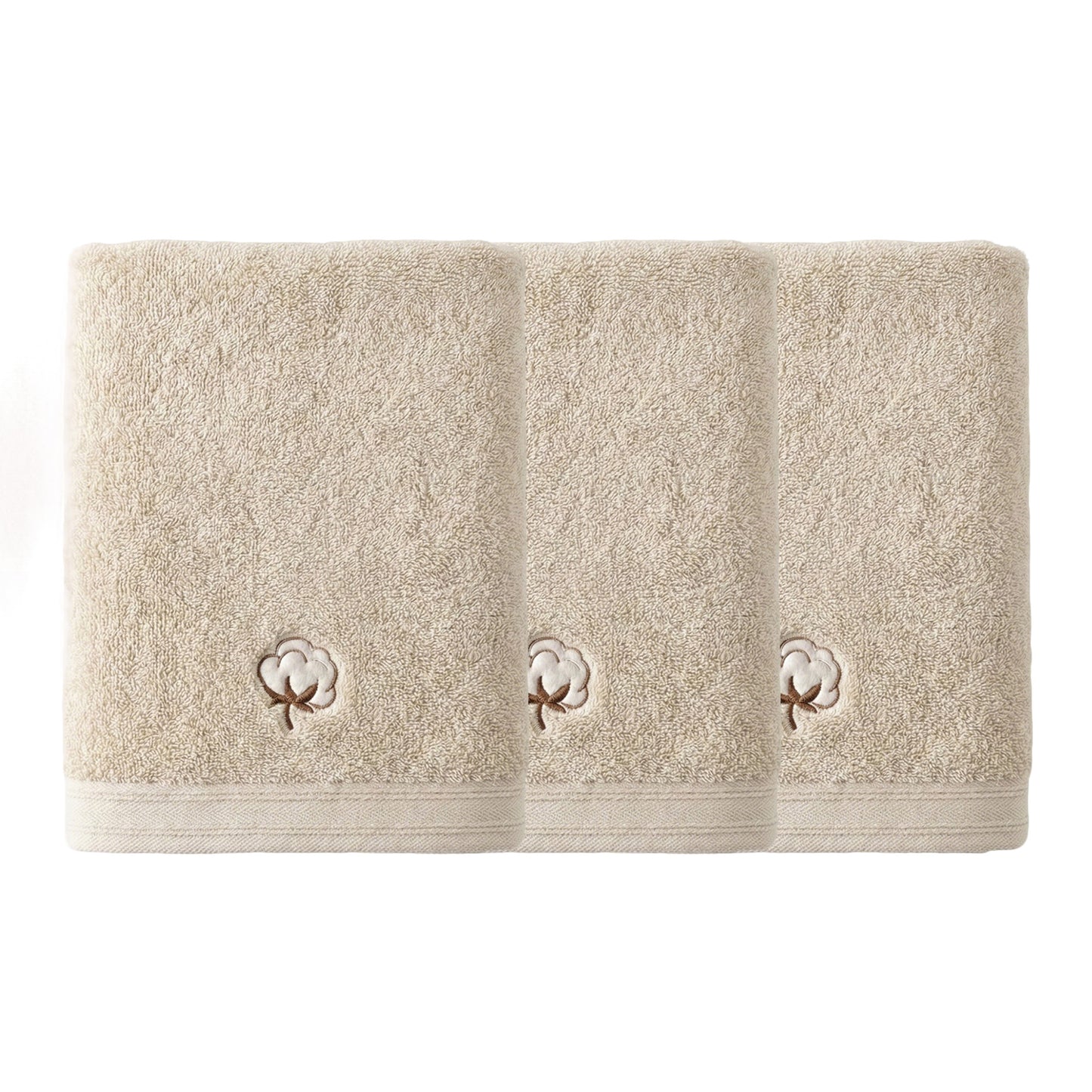 Alilang 3 Pack Cotton Hand Towels Soft Absorbent Terry Towels with Embroidered Detail