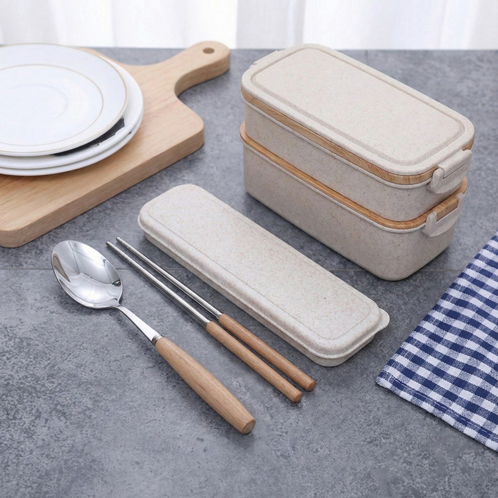 Anna-Kaci Portable Flatware 3 Piece Set with Spoon Chopsticks and Slim Travel Storage Case