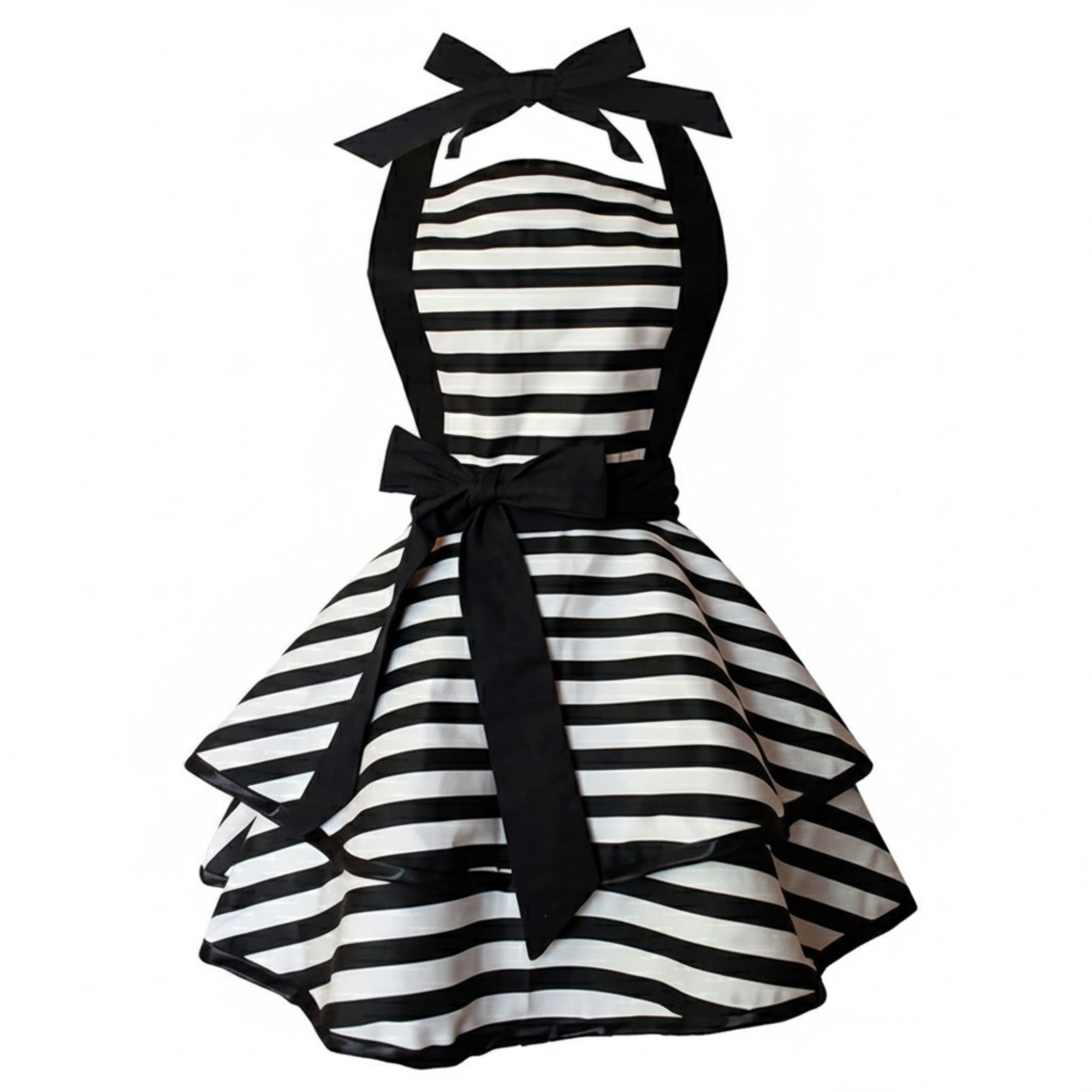 Anna-Kaci Vintage Dress Style Kitchen Apron with Halter Neck Tie Full Skirt Coverage and Adjustable Waist Bow