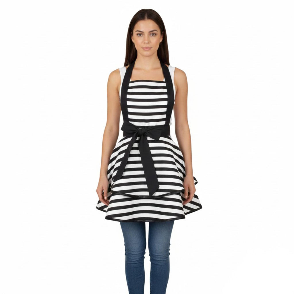 Anna-Kaci Vintage Dress Style Kitchen Apron with Halter Neck Tie Full Skirt Coverage and Adjustable Waist Bow