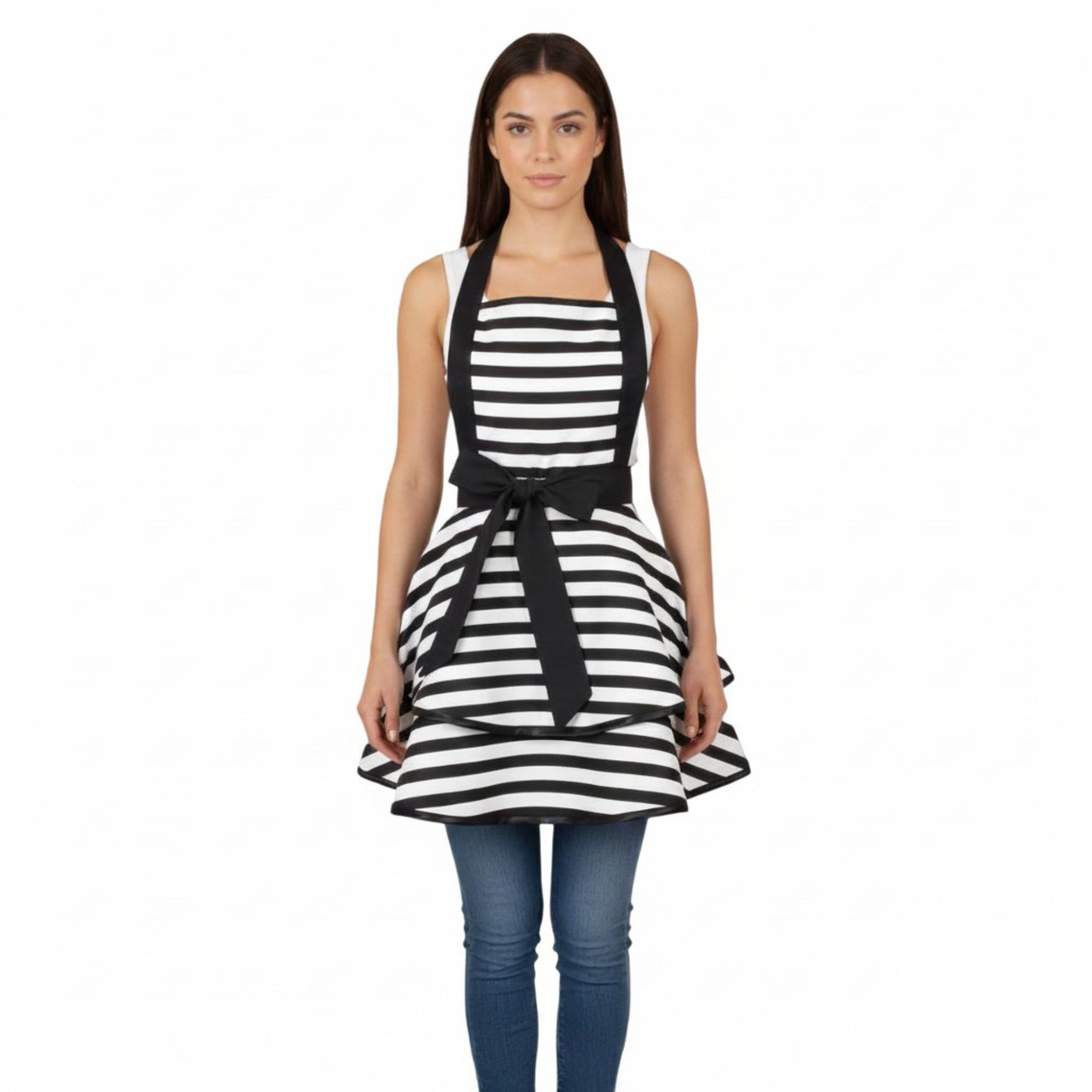 Anna-Kaci Vintage Dress Style Kitchen Apron with Halter Neck Tie Full Skirt Coverage and Adjustable Waist Bow