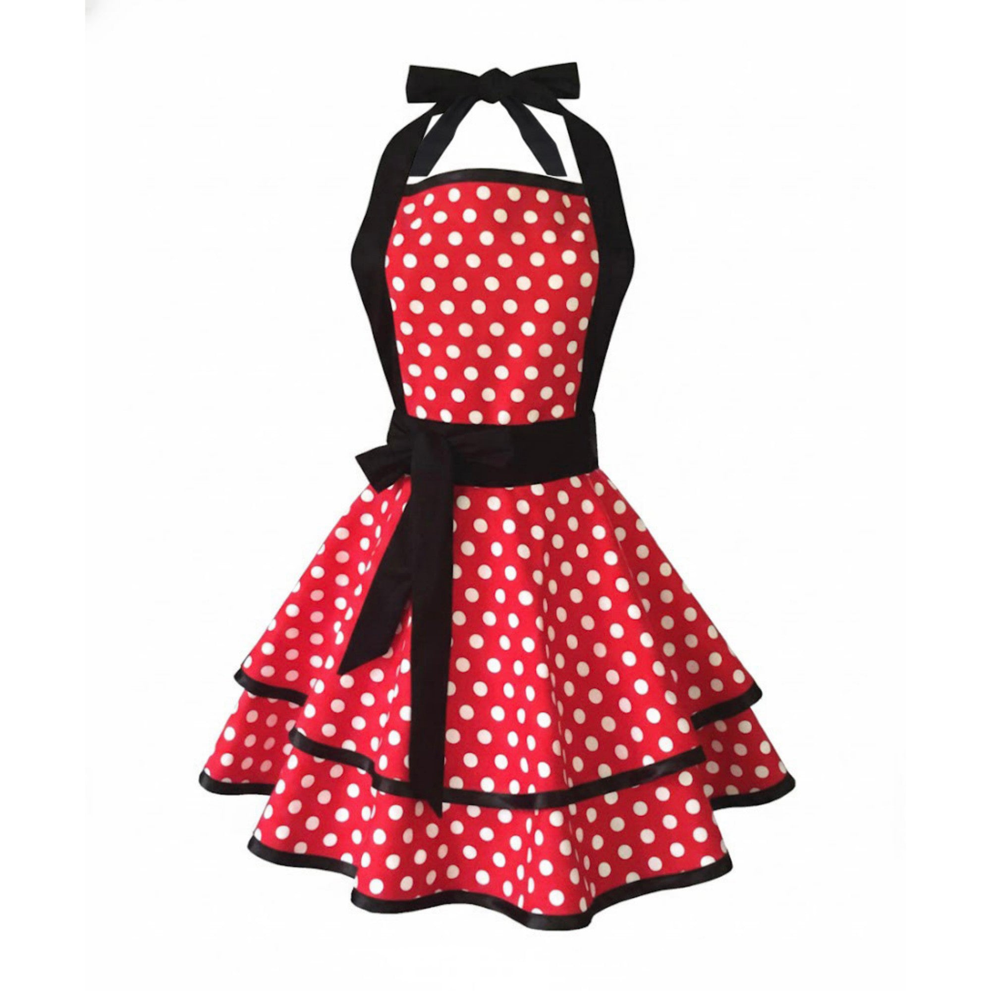 Anna-Kaci Vintage Dress Style Kitchen Apron with Halter Neck Tie Full Skirt Coverage and Adjustable Waist Bow