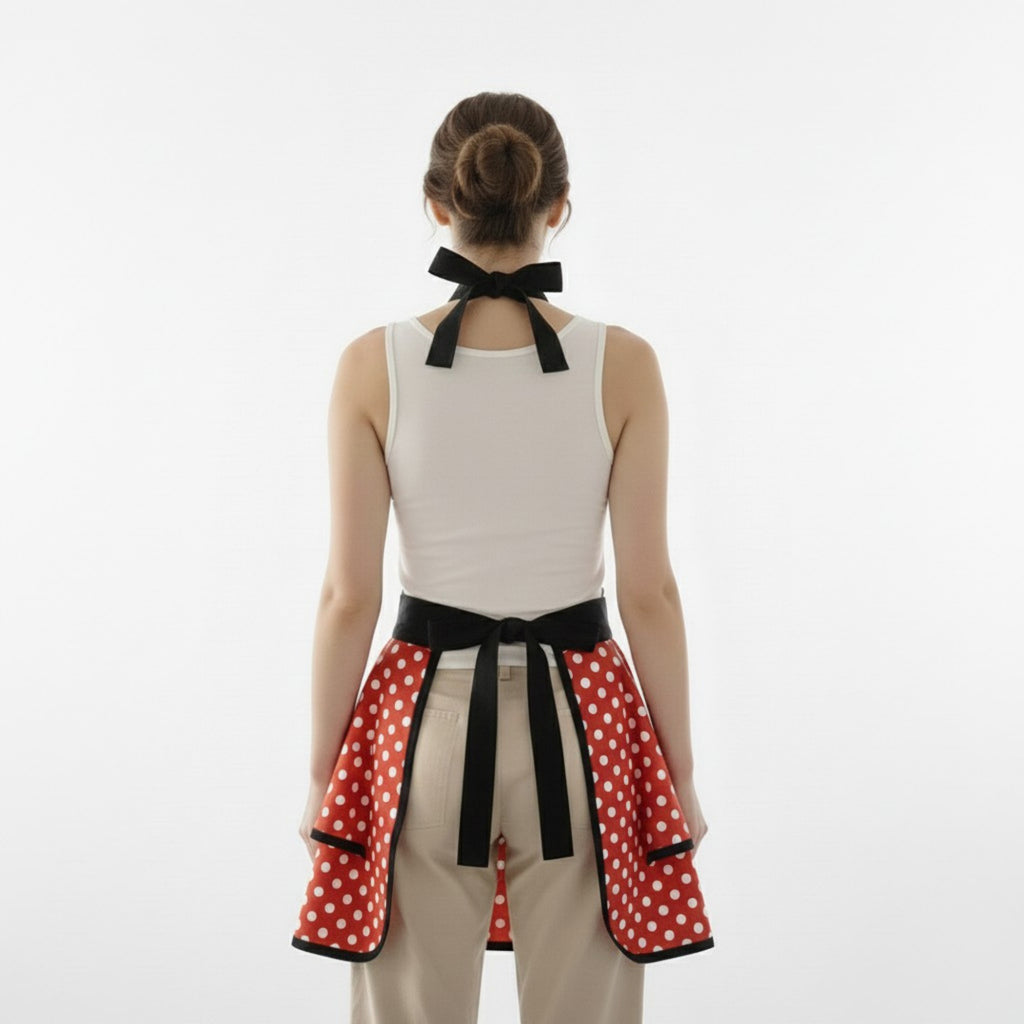 Anna-Kaci Vintage Dress Style Kitchen Apron with Halter Neck Tie Full Skirt Coverage and Adjustable Waist Bow