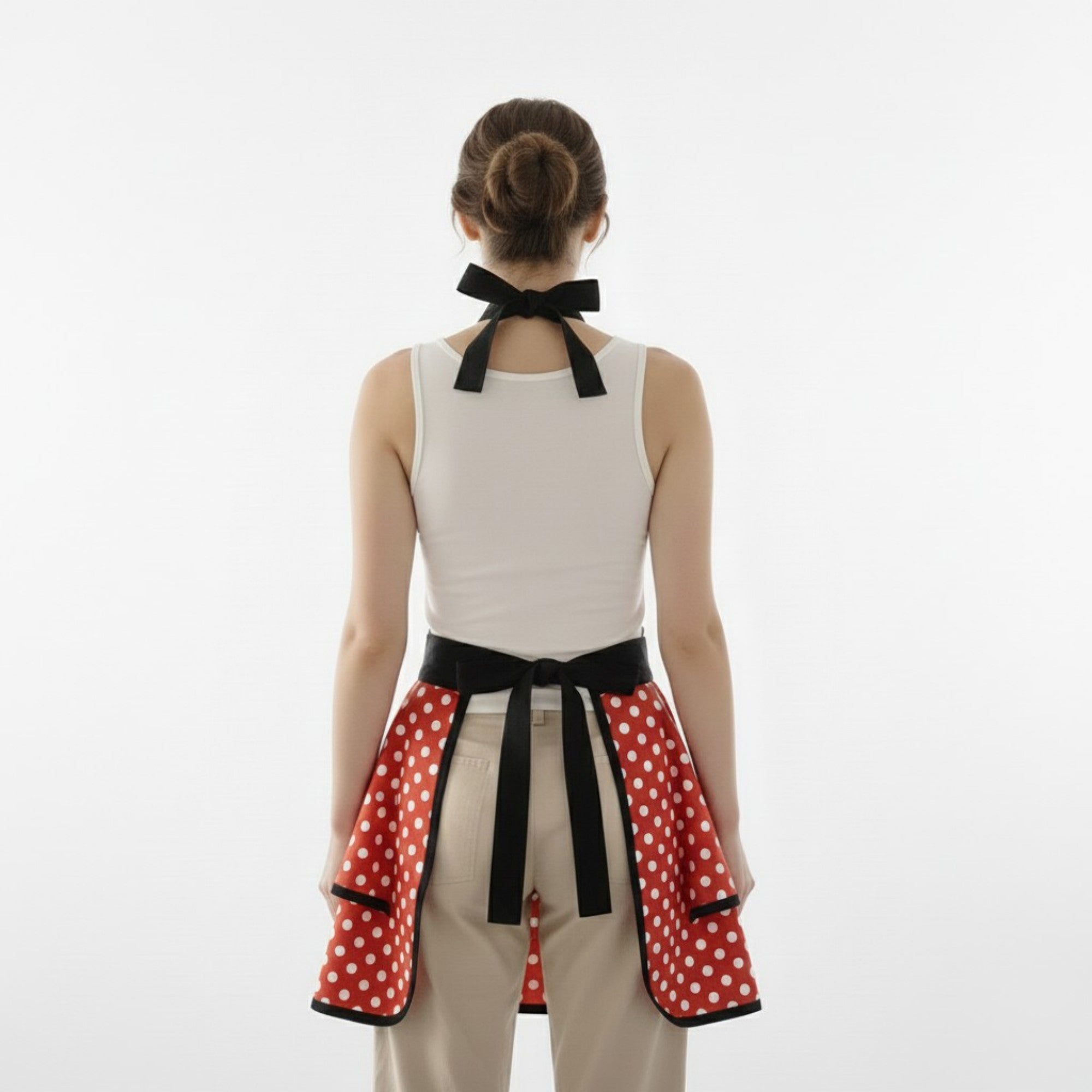 Anna-Kaci Vintage Dress Style Kitchen Apron with Halter Neck Tie Full Skirt Coverage and Adjustable Waist Bow