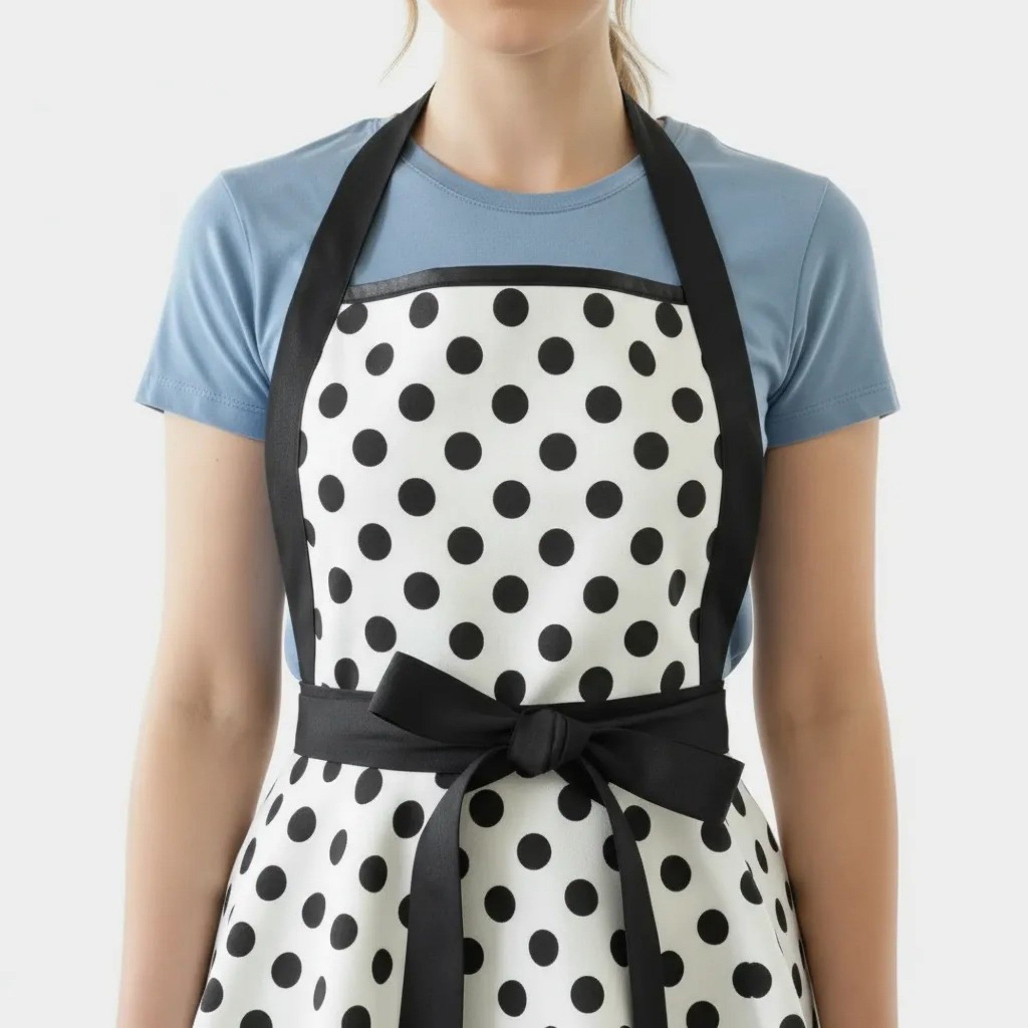 Anna-Kaci Vintage Dress Style Kitchen Apron with Halter Neck Tie Full Skirt Coverage and Adjustable Waist Bow